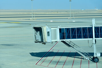 Obraz premium Airplane ladder on the airport runway