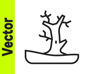 Black line Bare tree icon isolated on white background. Vector