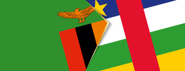 Zambia and Central African Republic flags, two vector flags.