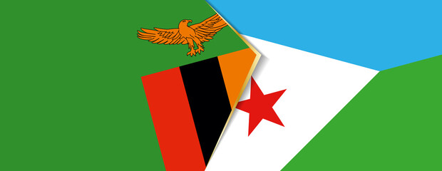 Zambia and Djibouti flags, two vector flags.