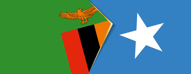 Zambia and Somalia flags, two vector flags.