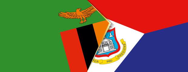 Zambia and Sint Maarten flags, two vector flags.