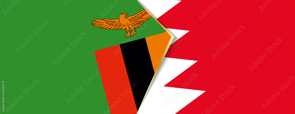 Sticker zambia and bahrain flags, two vector flags.