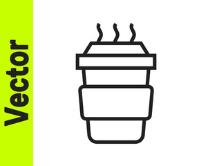 Black line Coffee cup to go icon isolated on white background. Vector