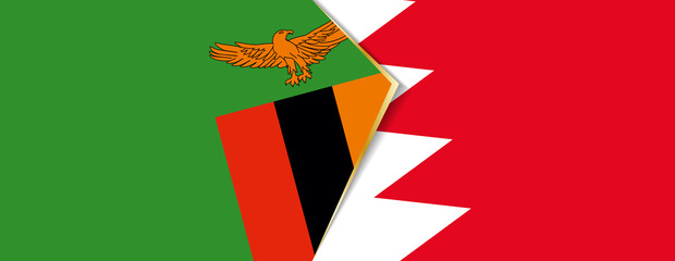 Zambia and Bahrain flags, two vector flags.