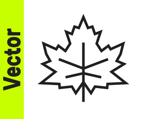 Black line Leaf icon isolated on white background. Leaves sign. Fresh natural product symbol. Vector