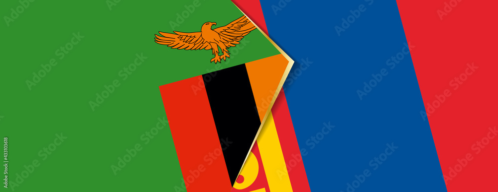 Canvas Prints zambia and mongolia flags, two vector flags.