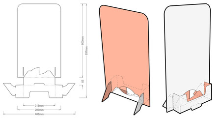 Flayers Stand with Die Cut Template. The .eps file is full scale and fully functional. Prepared for real cardboard production.