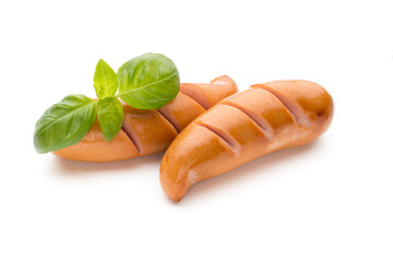 Pork sausage isolated on white background.