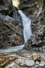 Big waterfall in Velky Sokol gorge, Slovak Paradise national park