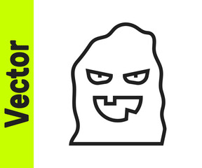 Black line Funny and scary ghost mask for Halloween icon isolated on white background. Happy Halloween party. Vector