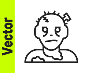 Black line Zombie mask icon isolated on white background. Happy Halloween party. Vector