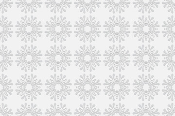 3d volumetric convex embossed geometric white background. Ethnic pattern in doodling style, oriental arabic motives.
An original beautiful ornament for wallpaper, presentation, textiles, website, stai