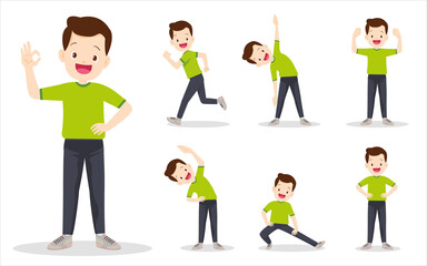 bundle set of smart man on exercise various actions