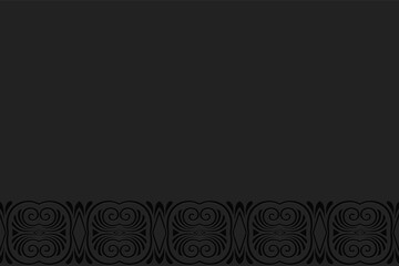 3D volumetric convex embossed geometric black background. Ethnic pattern in doodling style, oriental arabic motives.
Decorative ornament with curls, horizontal inset.