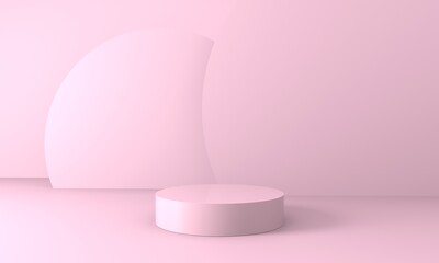 3d display or showcase abstract pastel pink color  background,  3d illustration.