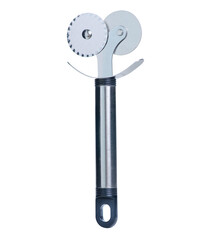Stainless Pizza knife cutter on white background isolation