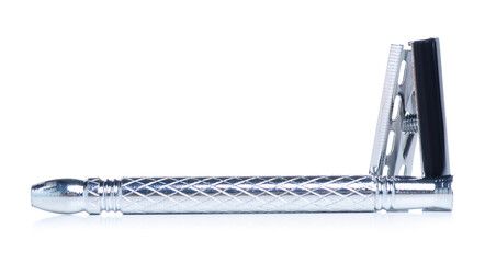 Reusable razor shave on white background isolation