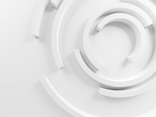 Abstract white background with concentric sectors 3 d