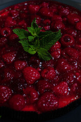 Tart Pie With Berry Jam On Wooden Table. Flat Lay. Copy Space.