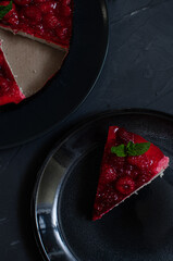 Tart Pie With Berry Jam On Wooden Table. Flat Lay. Copy Space.
