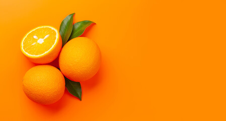 Fresh ripe orange fruit on orange