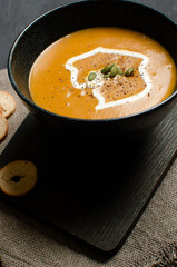 Pumpkin soup whit milky cream
