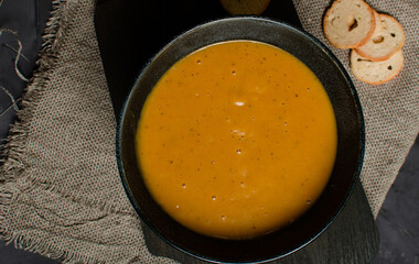 Pumpkin soup whit milky cream