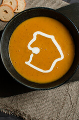 Pumpkin soup whit milky cream