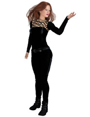 Fototapeta premium Sorceress. Isolated on white. 3D rendering. Fantasy