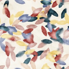 Seamless watercolor leaves trendy chic pattern for surface print. High quality illustration. Luxury sophisticated graphic design. Emotional tender romantic feeling. Paint wash bleeds in paper.
