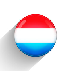 Glass ball with flag of Luxembourg. Round sphere, template icon. Luxembourgish national symbol. Glossy realistic ball, 3D abstract vector illustration highlighted on a white background. Big bubble