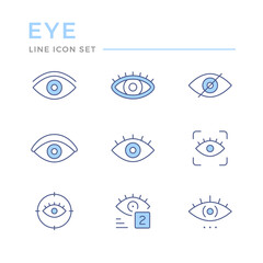 Set color line icons of eye