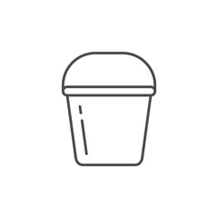 Bucket or pail line outline icon isolated on white