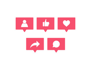 Like, follow, share, comment icon. Vector illustration.