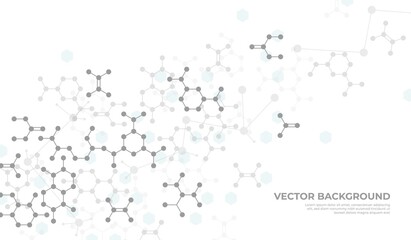 Molecular structure background. Chemistry science, medical or dna researching. Grey chemical biochemistry lab, biotechnology recent vector template