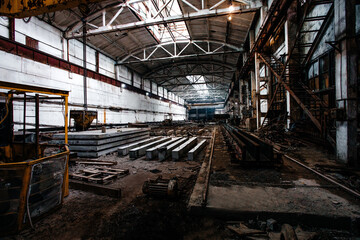 Fototapeta na wymiar hangar plant for the creation of concrete structures