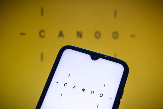 May 11, 2021, Brazil. In this photo illustration the Canoo Inc logo seen displayed on a smartphone screen.