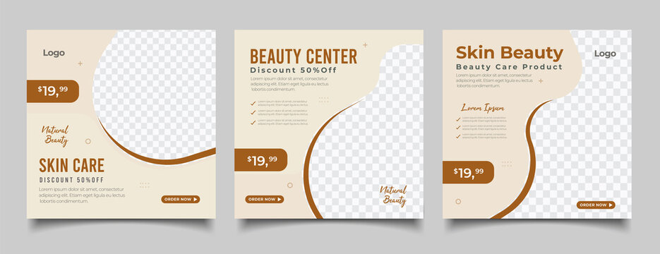 Beauty Center Makeup Social media post Banner Square Flyer Template Design