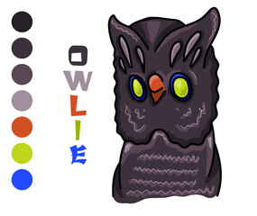 Simple vector illustration for children: cute owl totem