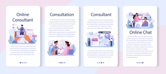 Professional consulting service mobile application banner set. Research