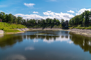 Fototapeta na wymiar Russia. July 3, 2020. A dock pool for draining water in Kronstadt.