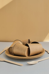 Recycling symbol as a conceptual symbol, made from disposable cardboard glasses