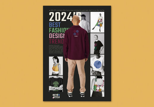 Editable Poster Layout Retro Style for Fashion Brands