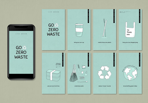 Zero Waste Social Media Story Layout Set