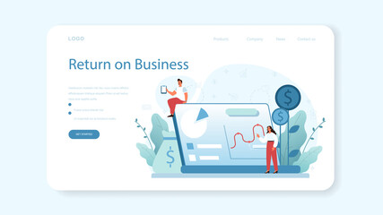Return on business web banner or landing page. Profitability