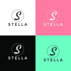 ILLUSTRATION MONOGRAM  LETTER S TEMPLATE WITH  COMMON NAMES. GOOD FOR WEDDING, LABEL, INVITATIONS 