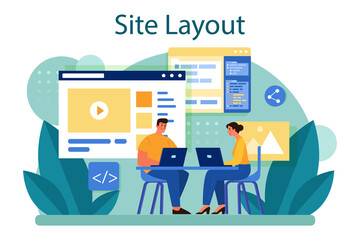 Website layout concept. Web development, mobile app design