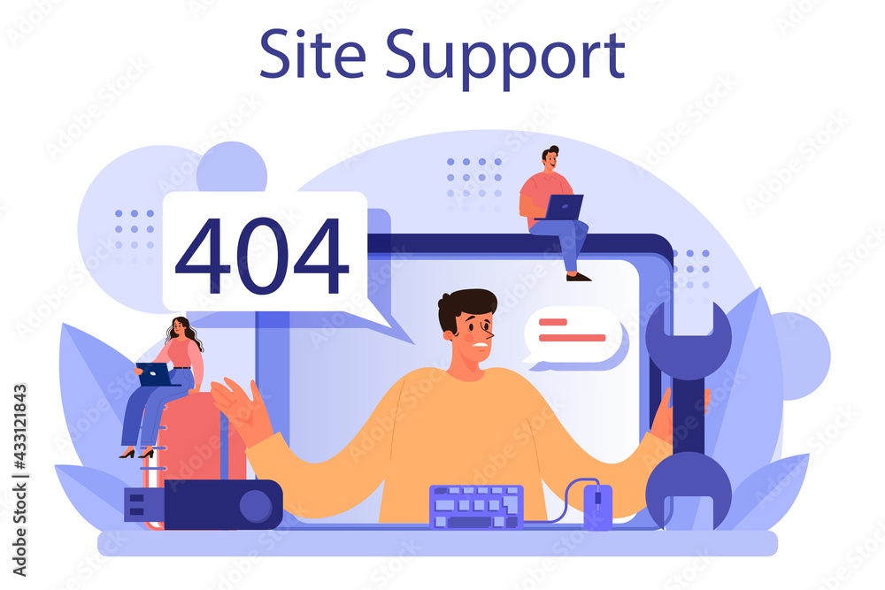 Aufkleber website technical support concept. idea of web page diagnostic