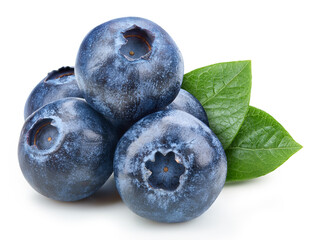 Fresh organic blueberry. Blueberry isolated on white background. Clipping path.